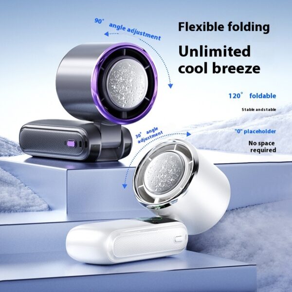 New Ice Pack High-Speed Handheld Eletirc Fan Speed Adjustable Folding Mini Fan Portable Outdoor Hanging Neck Small Fan - Image 10