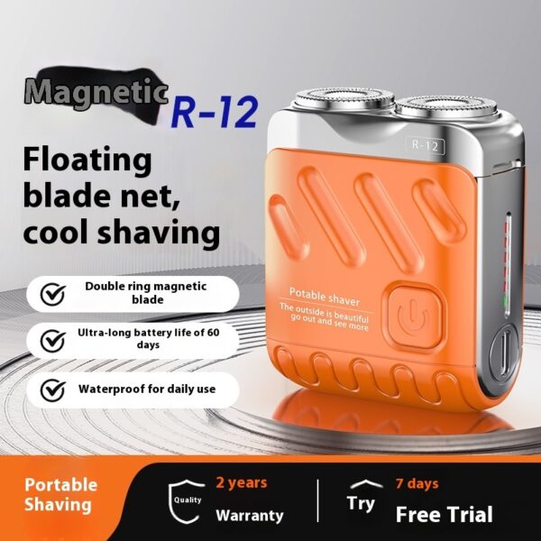 Portable Rotary Dual Ring Electric Shaver Men Travel Mini Shaver Double Floating Magnetic Blade Head Rechargeable Pocket Razors - Image 10