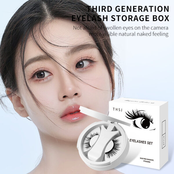 Magnetic False Eyelashes Integrated Storage Box Glue-free Magnet False Eyelashes Natural Makeup Tools With Applicater - Image 4