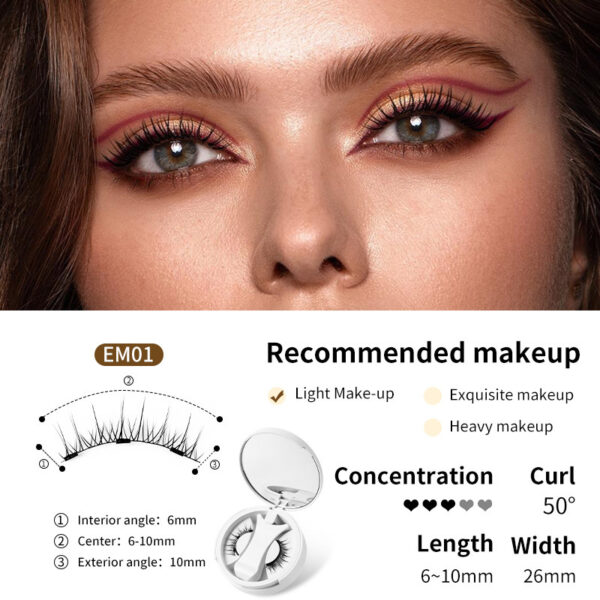 Magnetic False Eyelashes Integrated Storage Box Glue-free Magnet False Eyelashes Natural Makeup Tools With Applicater - Image 6