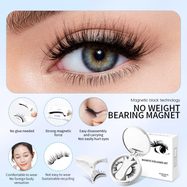 Magnetic False Eyelashes Integrated Storage Box Glue-free Magnet False Eyelashes Natural Makeup Tools With Applicater - Image 10
