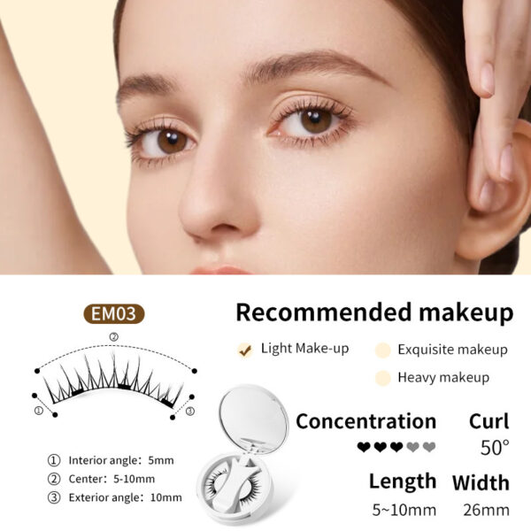 Magnetic False Eyelashes Integrated Storage Box Glue-free Magnet False Eyelashes Natural Makeup Tools With Applicater - Image 8